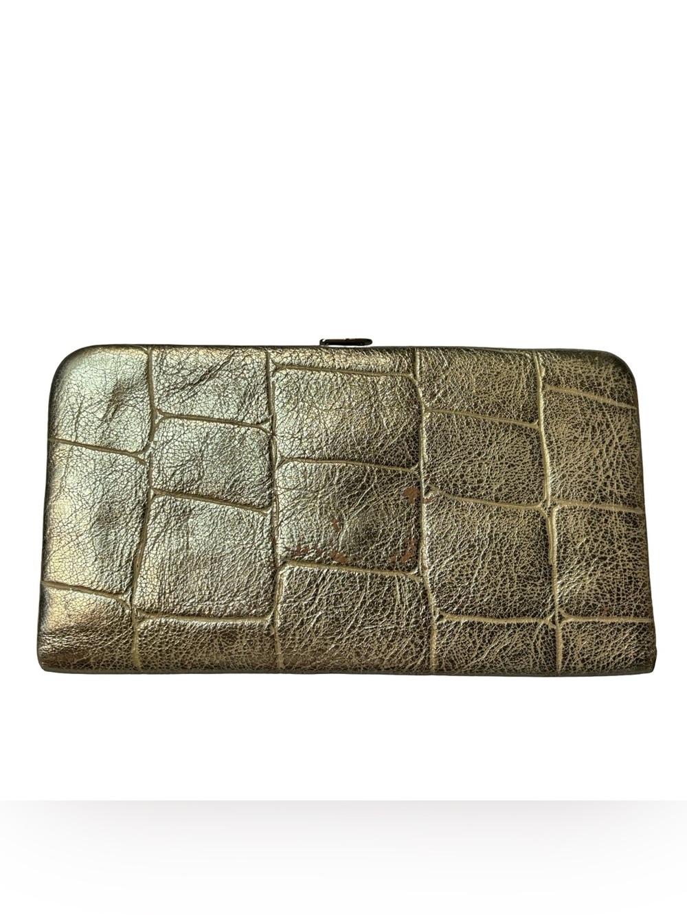 Lodis Vintage Gold Croc-Embossed Clutch Wallet - Gold